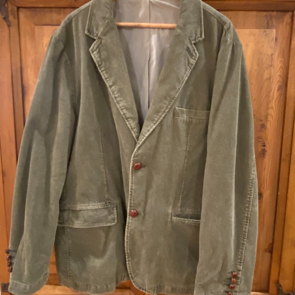 VINTAGE Corduroy Cotton Men's Blazer Jacket in Pale Green by Canda C&A
